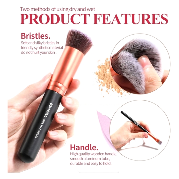 Rose Gold /Black 14pc BS-MALL Professional Makeup Brush Collection With Case - Picture 4 of 7